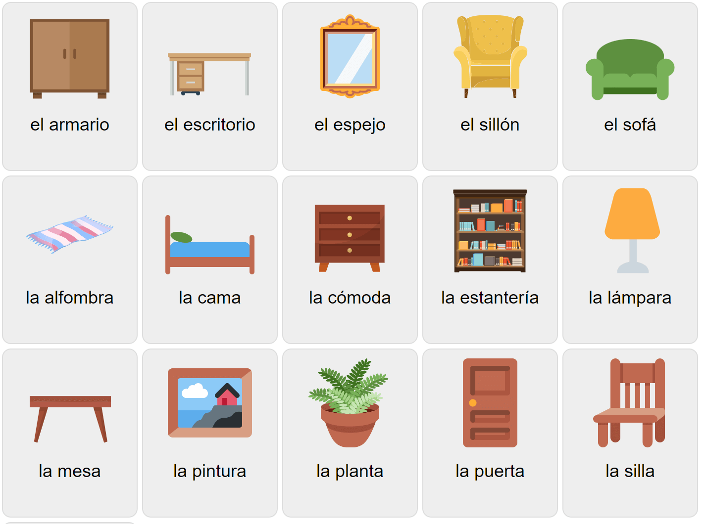 Furniture In Spanish Vocabulary Game Ekvis