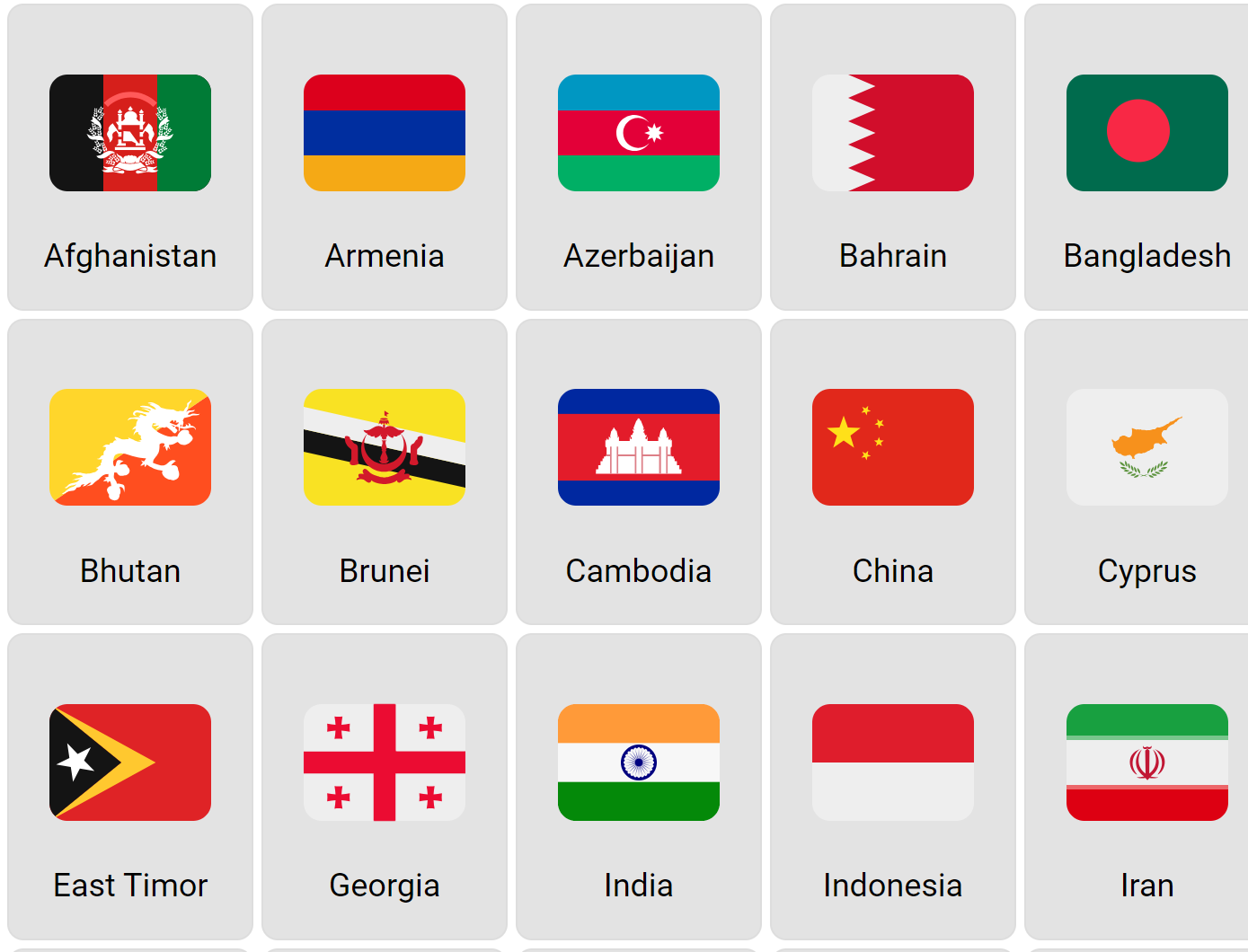 Asia: Flags