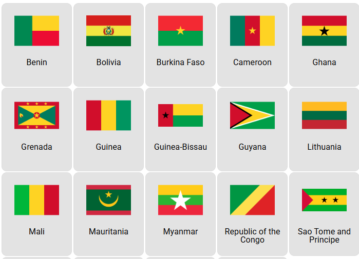 World: Green, Red and Yellow Flags