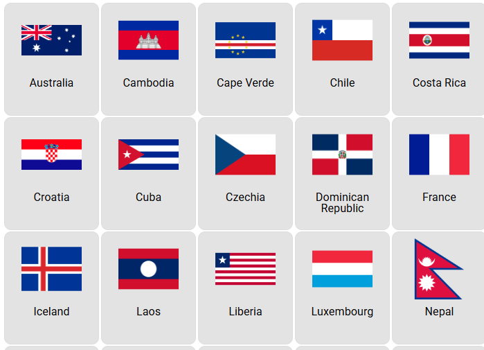 World: Red, White And Blue Flags