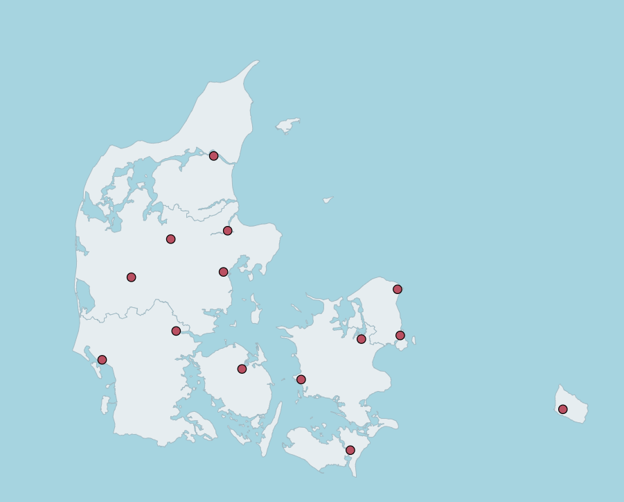 Denmark: Cities - Map Quiz Game - Ekvis.com