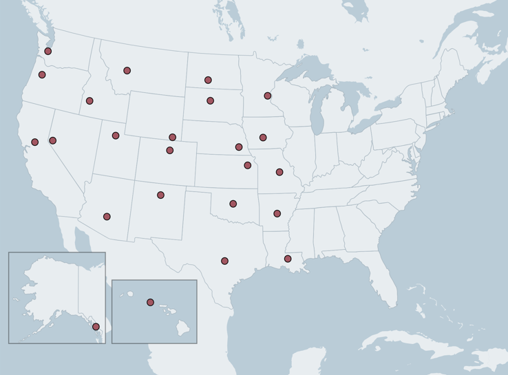 US: State Capitals West Of The Mississippi