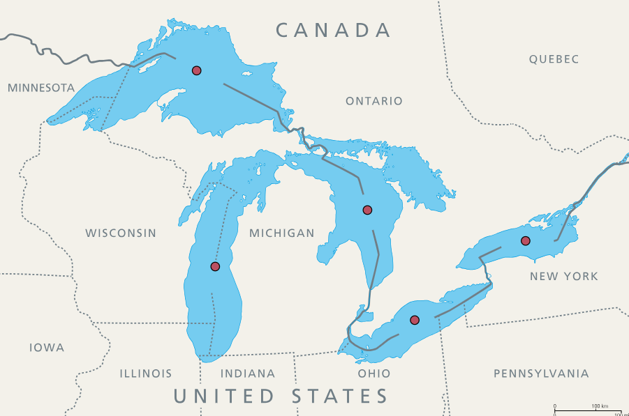 US: The Great Lakes - Map Quiz Game - Ekvis.com