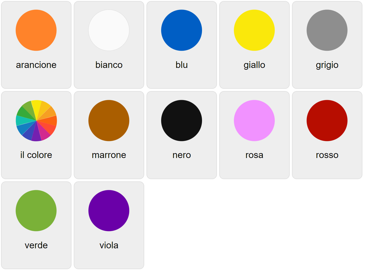 Colores en italiano