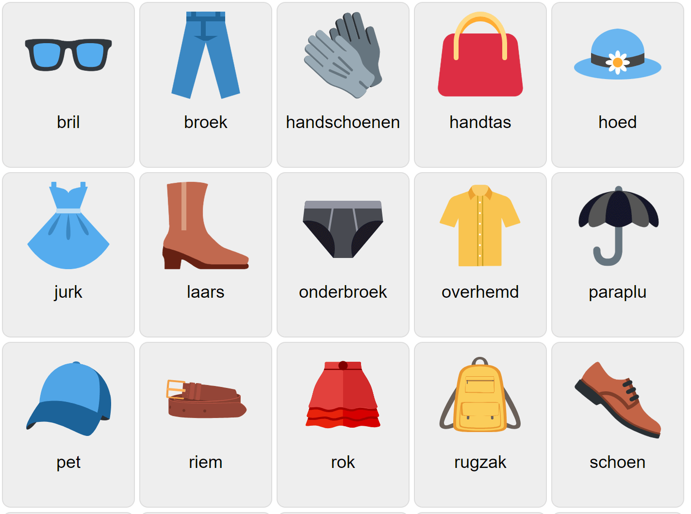 Kleidung auf Niederländisch