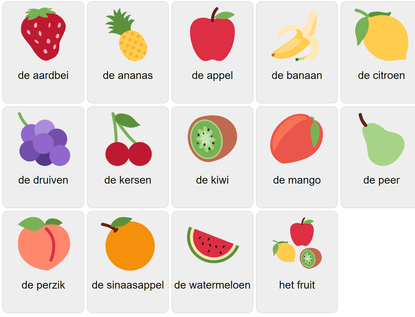 Früchte auf Niederländisch