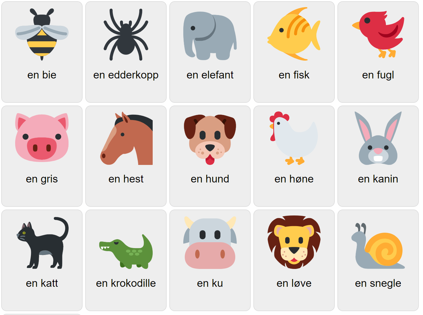 Tiere auf Norwegisch