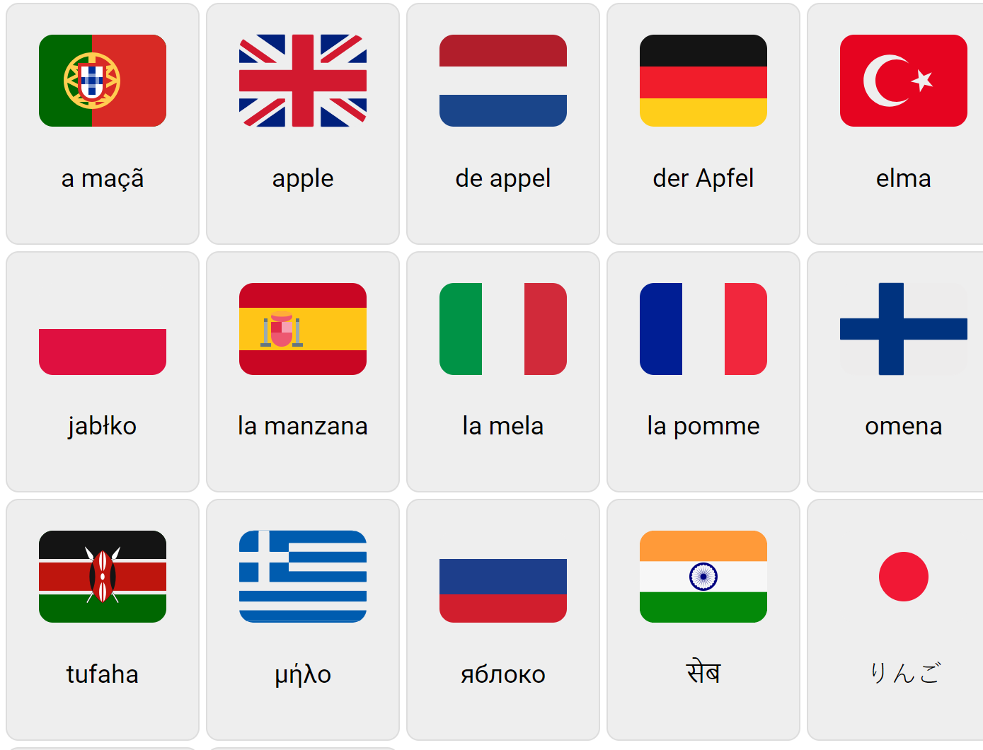 Apple in Different Languages