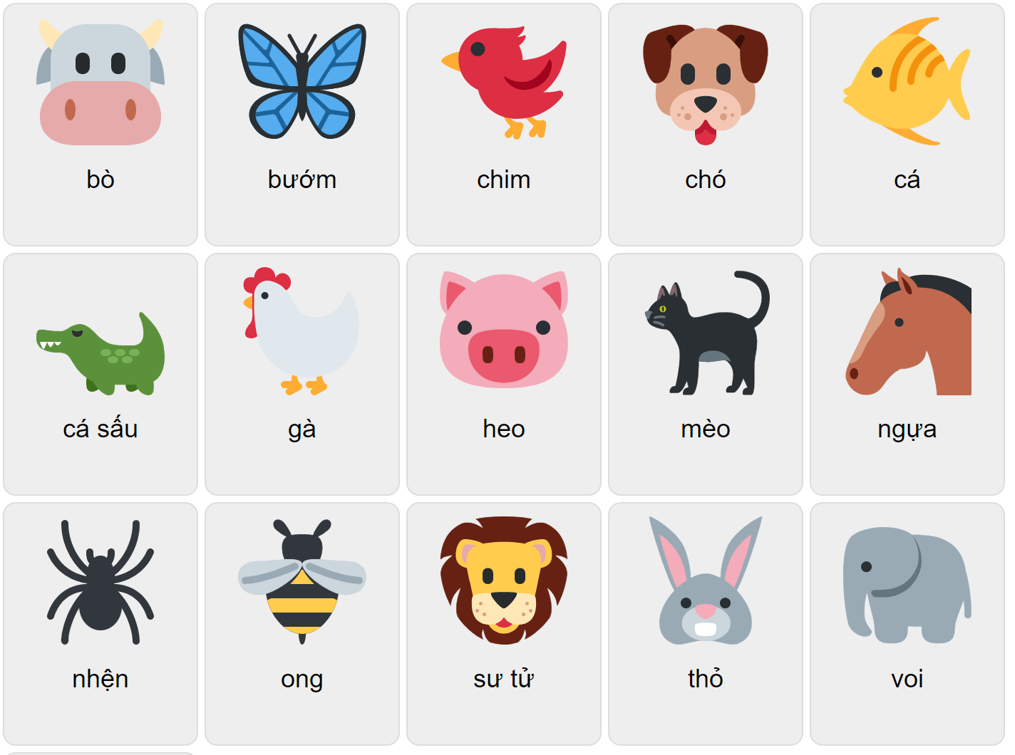 Животные на вьетнамском языке