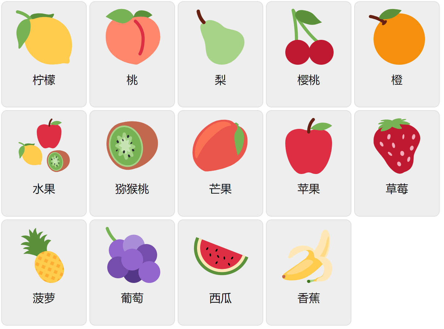 Frutas en chino mandarín